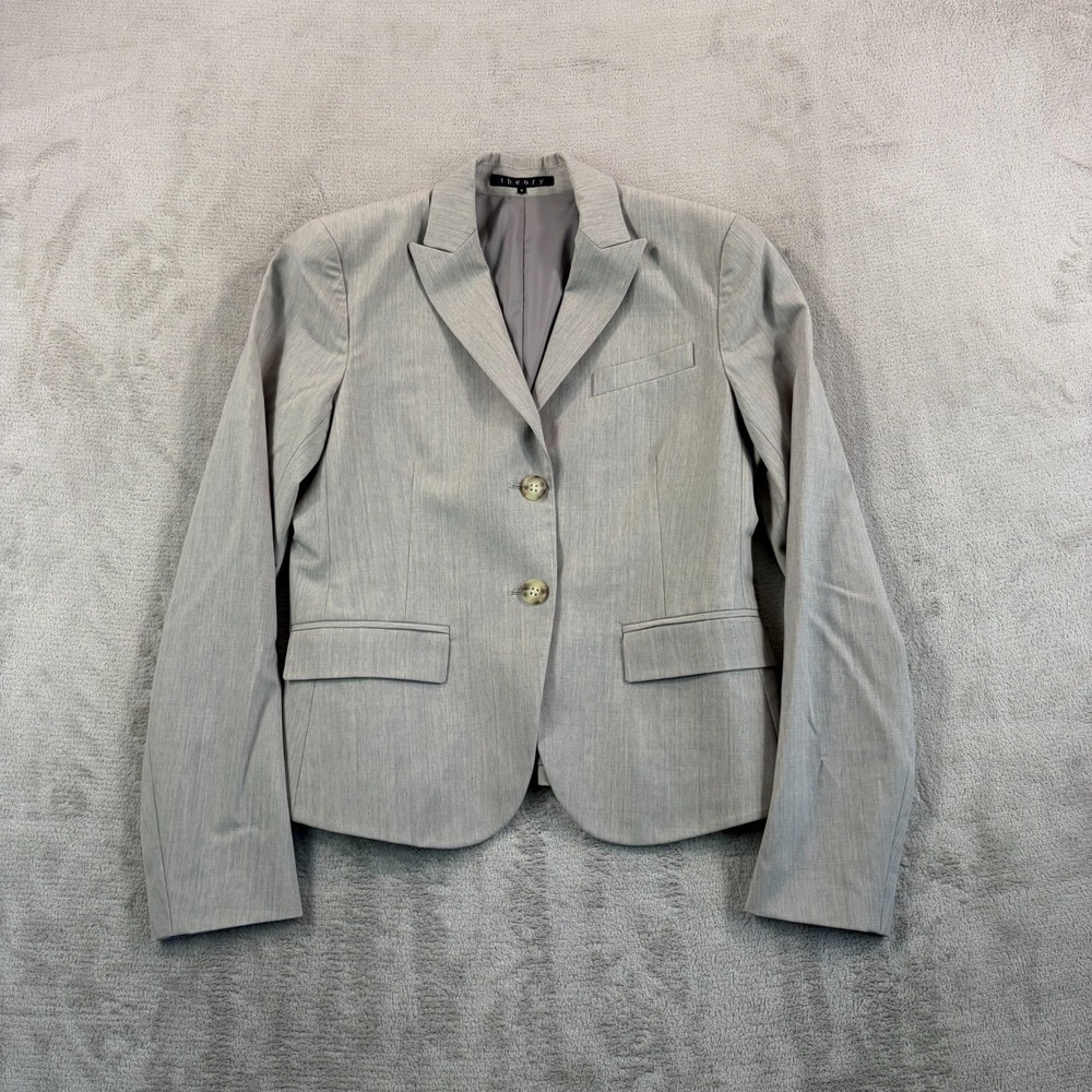 Theory Sports Coat Blazer Jacket in Grey Stretch Wool‎ Women 6 Peak Lapels USA